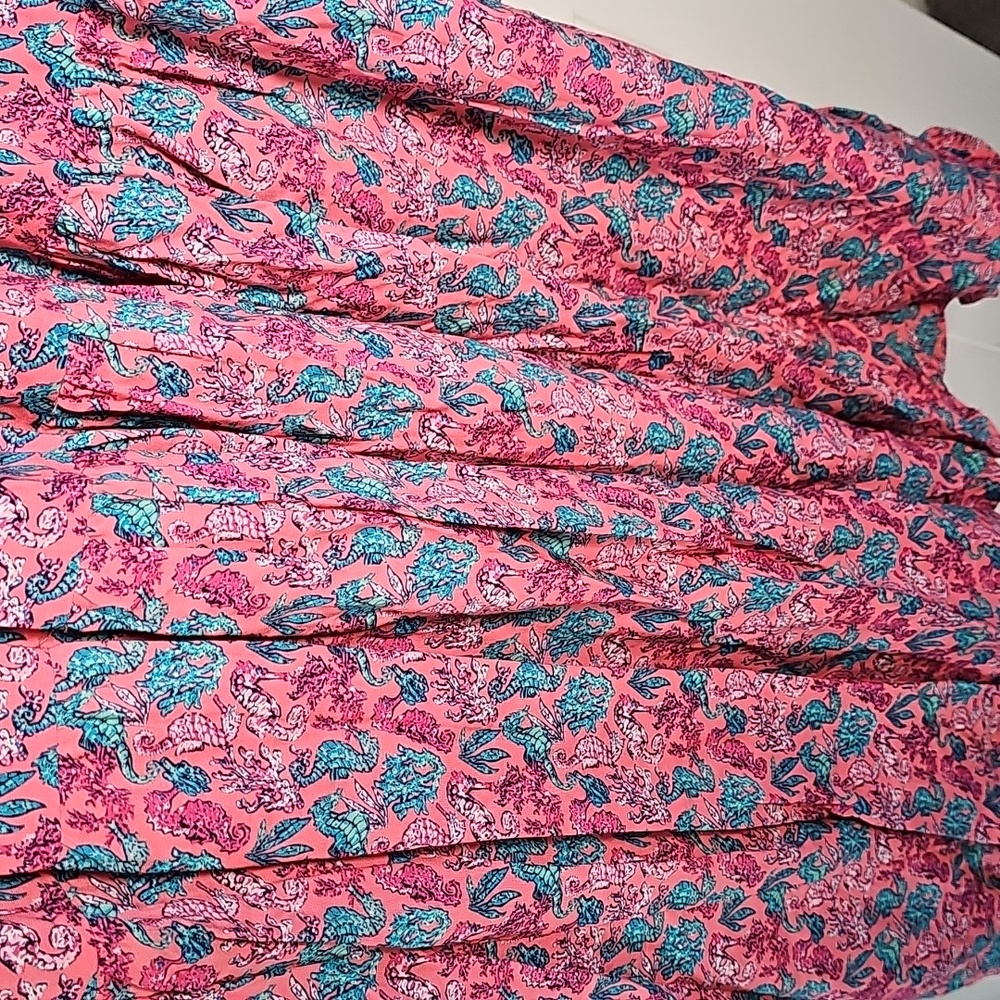 Simply Southern sm Pink and Blue Ocean Seahorse Pattern Maxi Dress - Picture 11 of 14